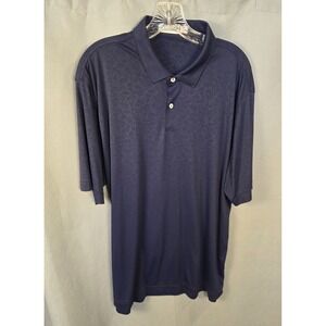 EUC Peter Millar Featherweight Men's Navy Blue Martini AOP Polo Shirt XL